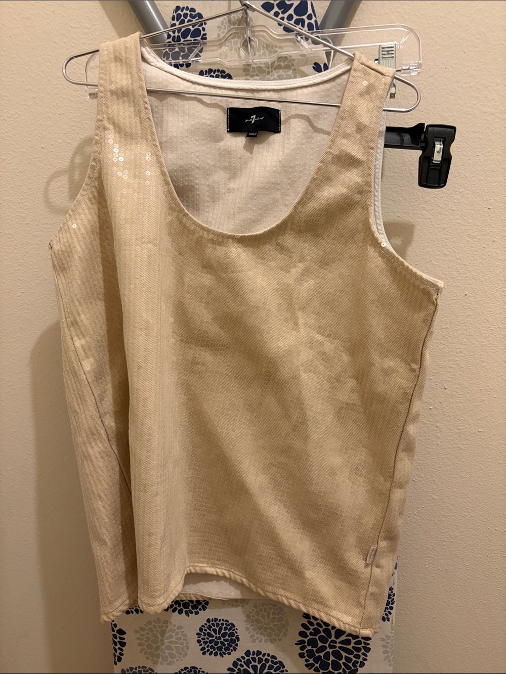 Champagne Sequin Scoop Neck Tank